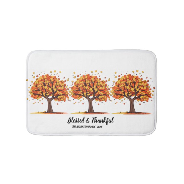 Golden Autumn Trees Happy Thanksgiving Greeting Badematte (Vorderseite)