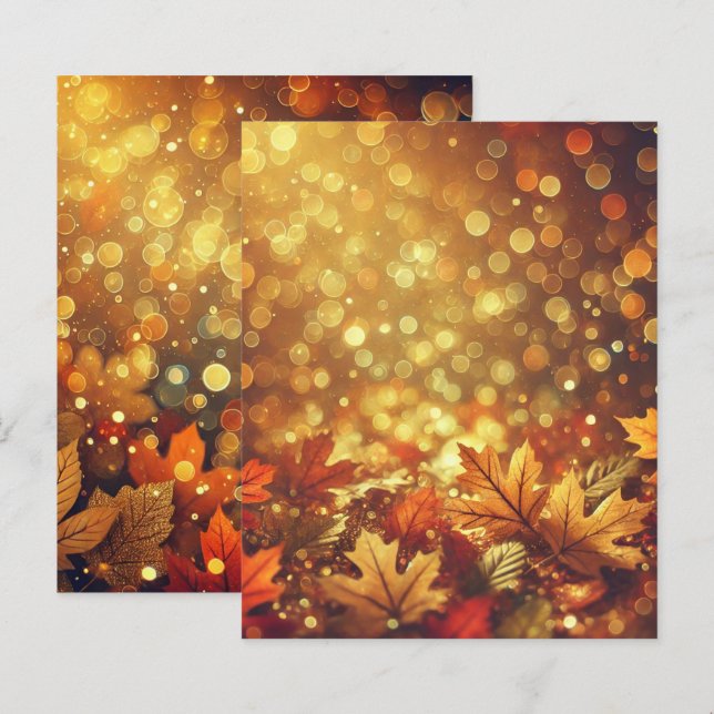 Golden Autumum Feuilles Bokeh papier de la bibliot (Devant / Derrière)