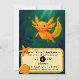 Golden Axolotl am Mondlichter Teich Geburtstag Einladung