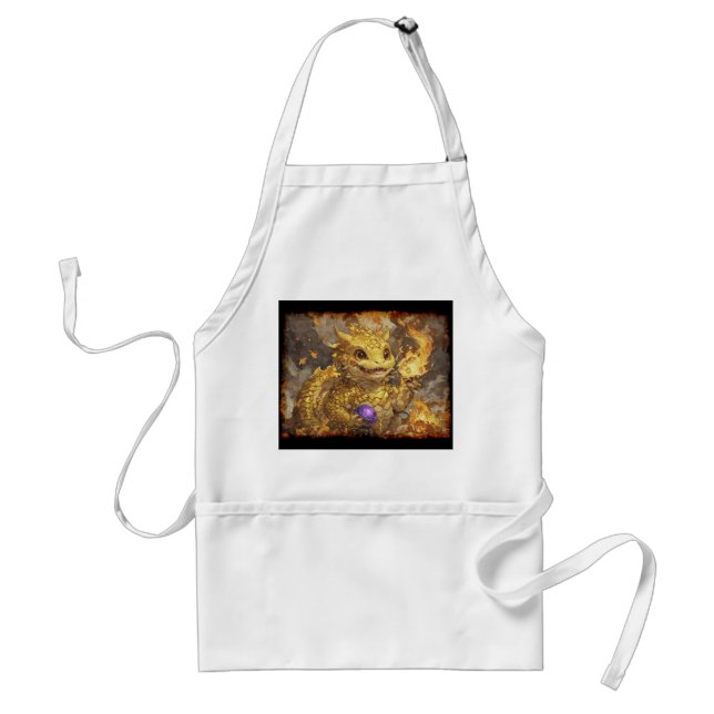 Golden Baby Dragon und Flammen Schürze (Vorne)