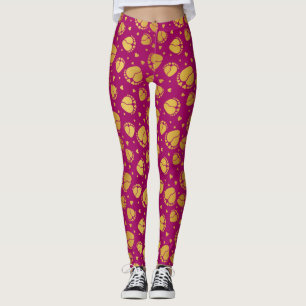 Golden Baby Feet and Hearts on Pink Hintergrund Leggings