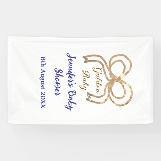 Golden baby Glitzer Bogen Royal Blue Babydusche Banner (Horizontal)