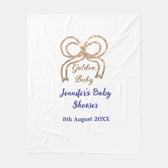 Golden baby Glitzer Bogen Royal Blue Babydusche Fleecedecke (Vorderseite)