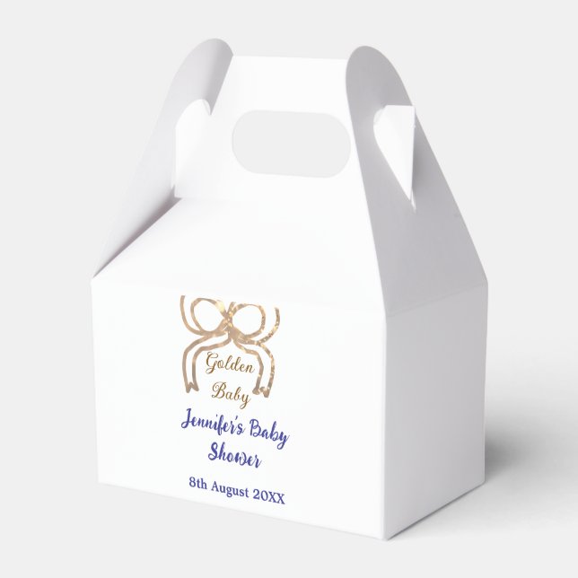 Golden baby Glitzer Bogen Royal Blue Babydusche Geschenkschachtel (Vorderseite)