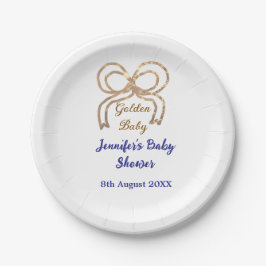 Golden baby Glitzer Bogen Royal Blue Babydusche Pappteller