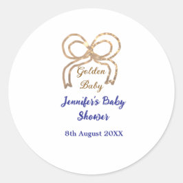 Golden baby Glitzer Bogen Royal Blue Babydusche Runder Aufkleber