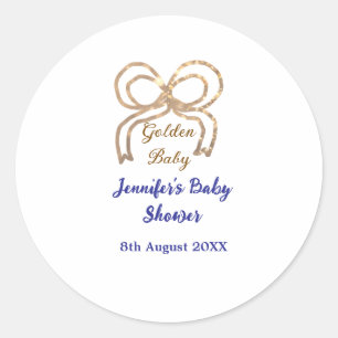 Golden baby Glitzer Bogen Royal Blue Babydusche Runder Aufkleber