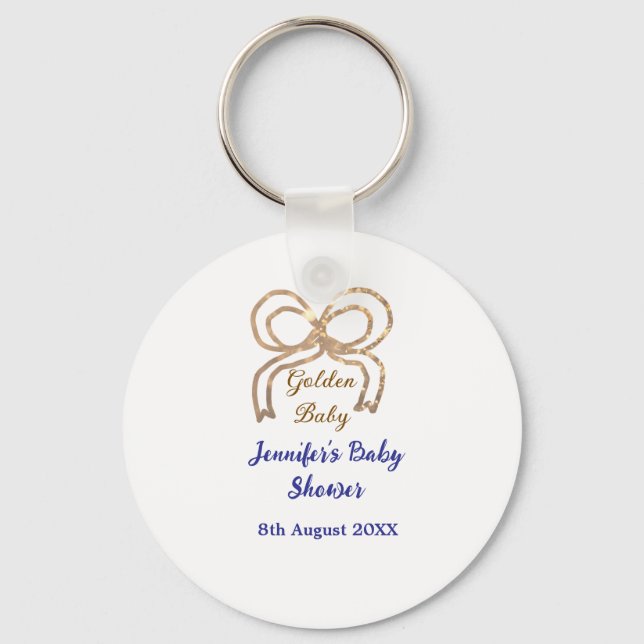 Golden baby Glitzer Bogen Royal Blue Babydusche Schlüsselanhänger (Vorderseite)