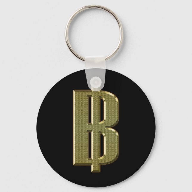 GOLDEN BAHT SIGN ฿ thailändischer ฿ Schlüsselanhänger (Vorderseite)