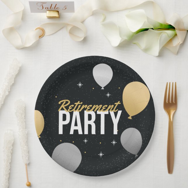 Golden-Ballon-Abschiedsplatte Pappteller (Hochzeit)