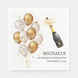 Golden Balloons Retirement Party Serviette