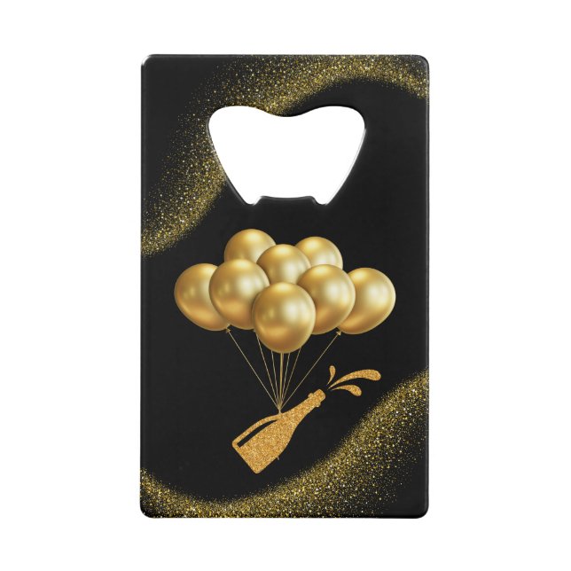 Golden Balloons und Champagner Geldbeutel Flaschenöffner (Vorderseite)