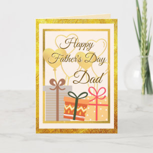 Golden Balloons und Geschenke für den Vater am Vat Karte