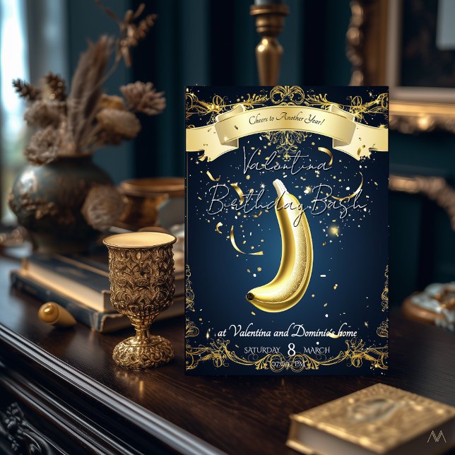 Golden Banana Geburtstag | Spielerischer Luxus Einladung (Von Creator hochgeladen)