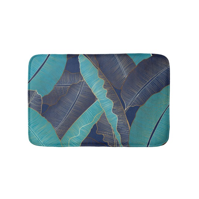 Golden Banana Leaf: Luxuriöses Muster. Badematte (Vorderseite)