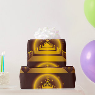 Golden Bank Korridor Leuchtender Dollar Finanz  Geschenkpapier