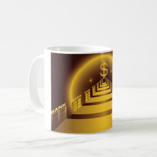 Golden Bank Korridor Leuchtender Dollar Finanz  Kaffeetasse