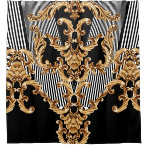 Golden barocke, aufwändige Dekoration. Duschvorhang