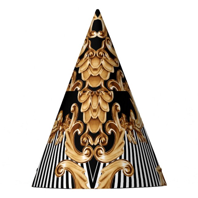 Golden barocke, aufwändige Dekoration. Partyhütchen (Vorderseite)