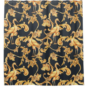 Golden barocke Krane: Rokoko-Ornament. Duschvorhang