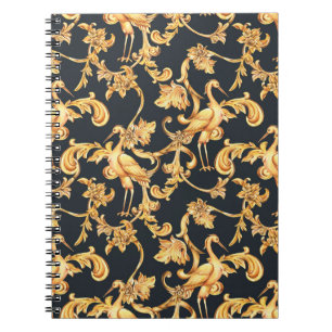 Golden barocke Krane: Rokoko-Ornament. Notizblock