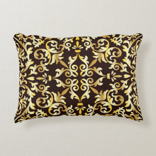 Golden Baroque Black Seamless Muster Dekokissen