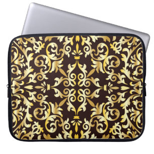 Golden Baroque Black Seamless Muster Laptopschutzhülle