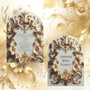 Golden Baroque Grandeur Weiße Blume Ristorante Al  Einladung