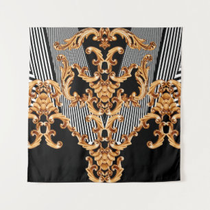 Golden baroque ornament wandteppich