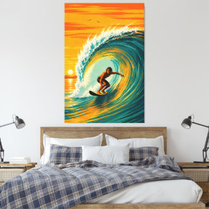 Golden Barrel Surfer Leinwanddruck