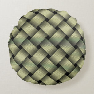 Golden Basket Weave Rundes Kissen
