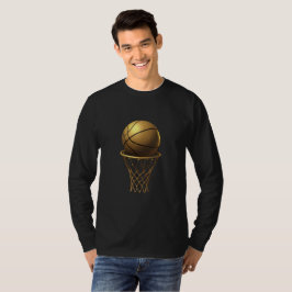 Golden Basketball & Hoop Design T-Shirt