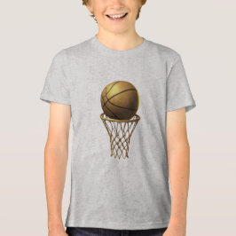 Golden Basketball & Hoop Design Tri-Blend Shirt
