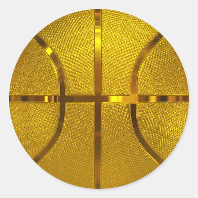Golden Basketball Runder Aufkleber (Vorderseite)
