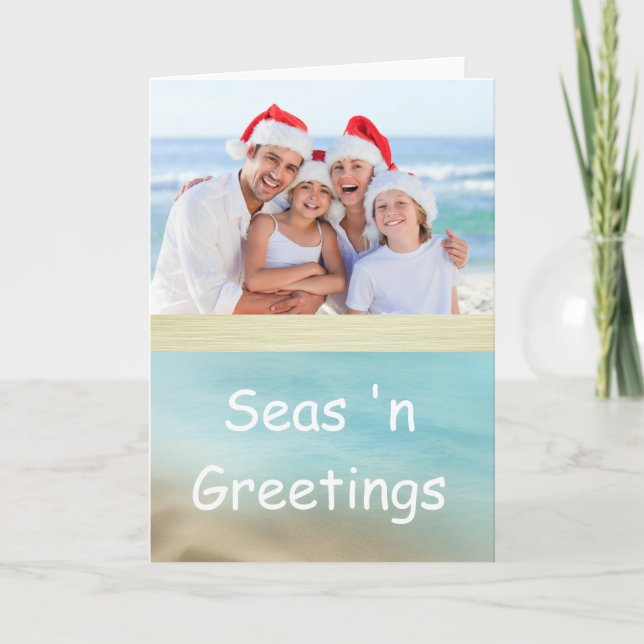 Golden Beaches Tropisches Foto Weihnachtskarte Feiertagskarte (Vorderseite)