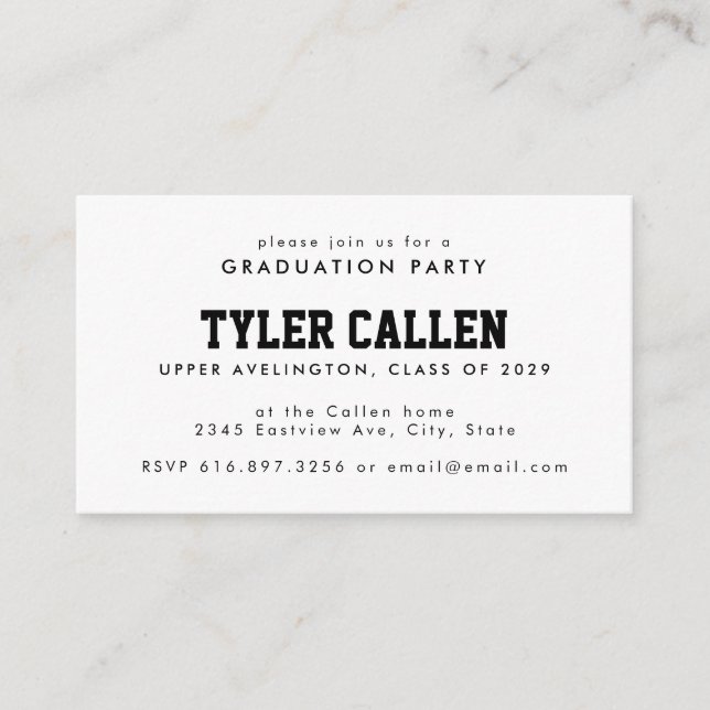 Golden Bear Varsity Text-only Grad Party Begleitkarte (Vorderseite)