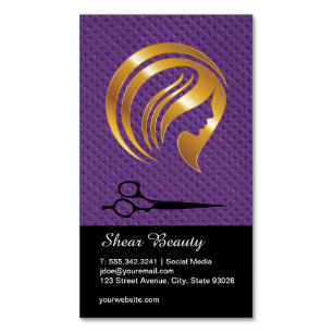 Golden Beauty Logo Salonschere Magnetische Visitenkarte