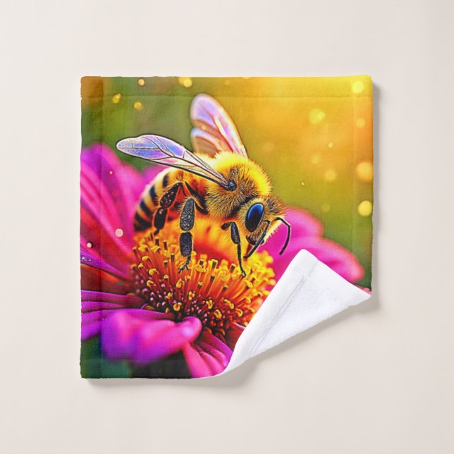 Golden Bee Blume Magic Light Design Badhandtuch Set (Waschlappen)