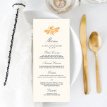 Golden Bee Wedding Menu Menükarte<br><div class="desc">Platzieren Sie diese eleganten Menükarten an jedem Ort für eine schöne Touch zu Ihrem Hochzeitsempfang. Das Design zeigt eine Bienenillustrierung in goldgelben Wasserfarben mit kohlegrauem weißem Schriftzeichen in einer Mischung aus kursiven, Script- und Blocktypen. Wir Liebe diesen Stil in der Art Felt Ecru Papier Stil für ein wirklich luxuriöses Aussehen...</div>