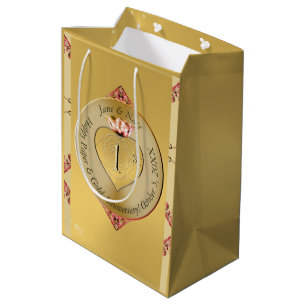 Golden bei der 1. oder 50. Hochzeit Mittlere Geschenktüte
