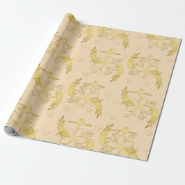 Golden Beige Blume Gemustert Geschenkpapier