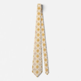 Golden Beige Retro Floral Mid-Century Krawatte