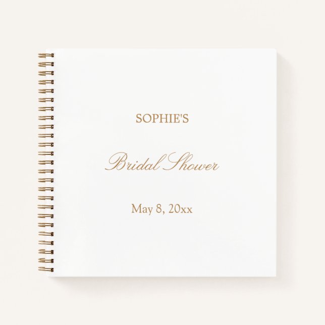 Golden Beige Script Brautparty Gästebuch Notizbuch (Vorderseite)