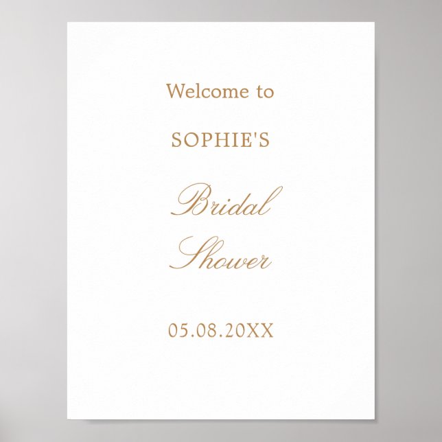 Golden Beige Script Brautparty Willkommenspender Poster (Vorne)