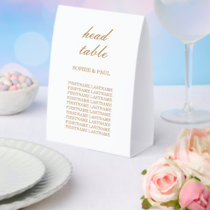 Golden Beige Script Kopf Tisch Papier Tischzelt Tischaufsteller