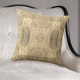 Golden Beige und Taupe Abstrakt Kissen