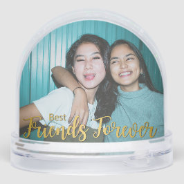 Golden Best Friends Forever Modernes Script Foto Schneekugeln