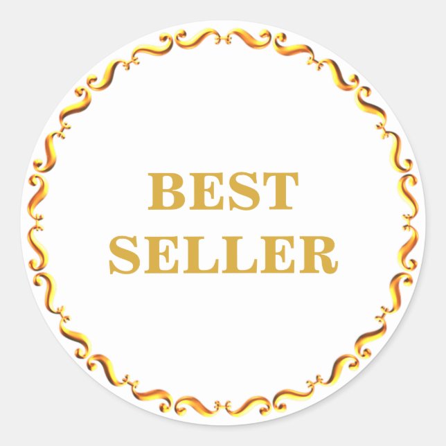 Golden Best Seller & Elegante Golden Frame Classic Runder Aufkleber (Vorderseite)