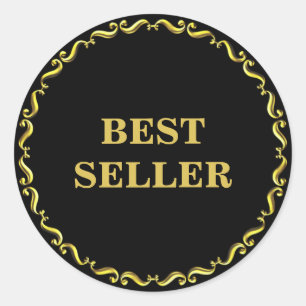 Golden Bestseller & Eleganter Goldrahmen Runder Aufkleber