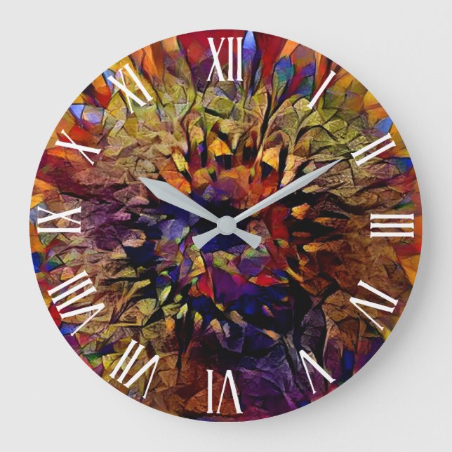 Golden Big Sun Sonnenblumen Große Wanduhr (Vorderseite)